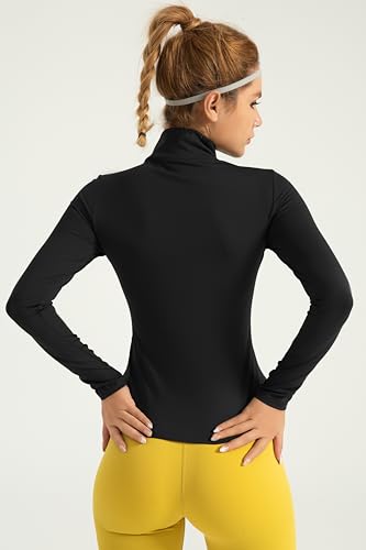 Blusa feminina de treino de manga comprida de secagem rápida com zíper e um quarto pulôver cropped y