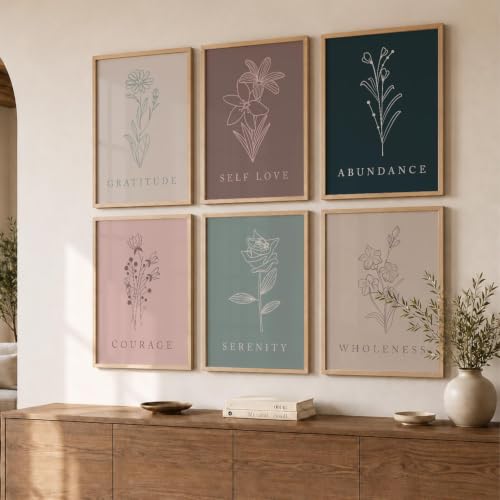 Image of kotart - Floral Painting for Living Room Bedroom Office Room Decor - Premium Digital Paintings with Frame for Home Decoration - Painting for Wall Decoration - (Pack of 6 Multicolor) (10x13 inch, D)