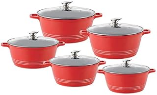 Durane Die-Cast Stockpot 3 Layer Non-Stick Coated Casserole Set with Vented Glass Lids 5pc (Black)