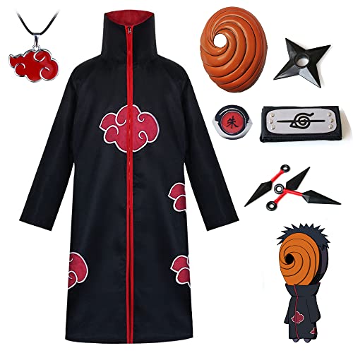 TZLCOS Disfraz de Naruto Obito con máscara de látex Ninja Anime Cosplay Masquerade Halloween...
