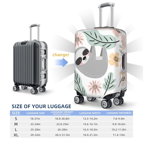 Cute Cartoon Sloth Print Luggage Cover Elasticated Suitcase Covers TSA Approved Stylish Scratch Washable Resistant Case Protector for Kids and Adults4