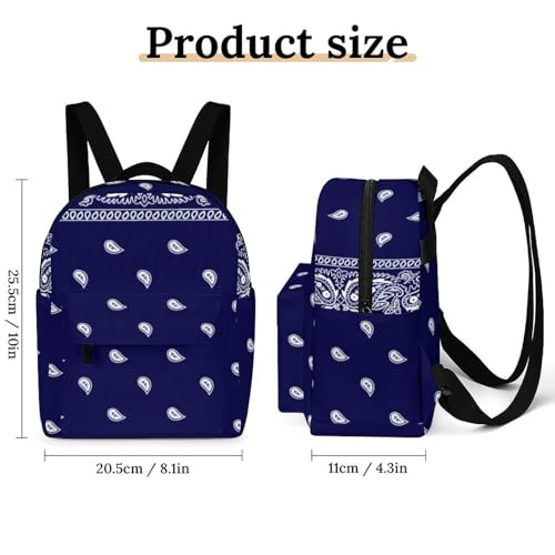 Bandana True Blue Exquisite And Compact Casual Women's Backpack, Suitable for Going Out2