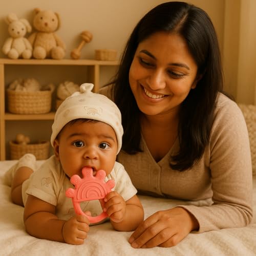 Image of Silicone Teething Toy for Newborn Baby Girls & Boys | BPA-Free, Food-Grade | Gum Relief, Chewing Aid |Teether| Easy-to-Grip Essentials (3+ Months)