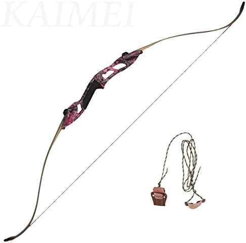 kaimei Hunter Recurve Bow Metal Riser 56 Inch 30-50 lbs Purple Right Hand Long Bow for Hunting and Target (30lb)