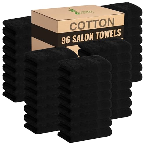 GREEN LIFESTYLE Black Bleach-Proof Towels 96 Pack, 100% Cotton
