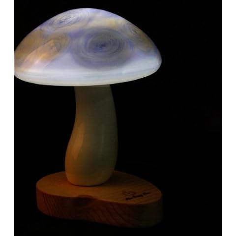 Mushroom Design Ceramic Handmade Wood Stand Porcelain Pottery Shade Lantern Decorative Bedside Accent Home Decor Bedroom Table Desk Lamp Cover