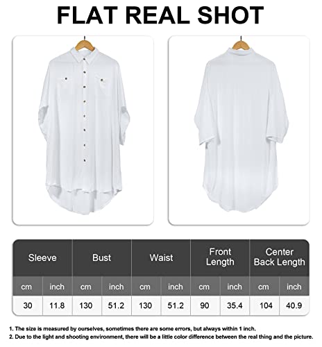 Swimsuit Coverup For Women, Summer Beach V-Neck Button-Down Long Sleeve Dress Shirt Bikini Bathing Suit Cover Ups,White #TOP5