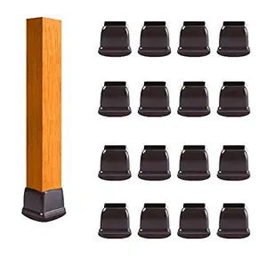 Small Silicone Chair Leg Floor Protectors, Dark Brown Chair Leg Caps w/Wrapped Felt, Dark Silicon Furniture Leg Feet Cups, No Noise No Scratches16 Pcs (Square, Fit 1.1-1.4