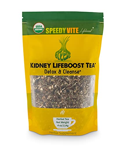 SpeedyVite KB LifeBoost Herbal Tea, USDA Organic Loose Leaf Blend, Marshmallow Root, Dandelion, Goldenrod, Juniper Berry, Hydrangea Root, Peppermint, 4 oz Bag
