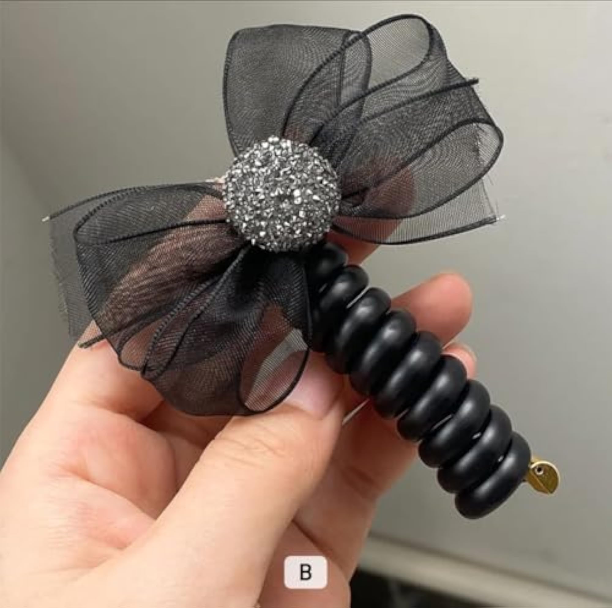 Telephone Wire Hair Spiral Tie for Girls, Black