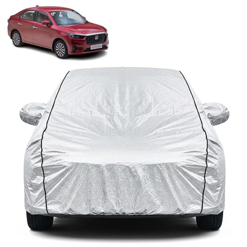 Image of Waterproof Car Cover for Honda Amaze | Dustproof, UV Resistant & Scratch Protection | Soft Cotton Lining | Triple Stitched | Mirror Pockets & Elastic Fit | Silver