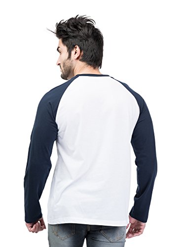 Image of Kalt Men's Dual Colour Full Sleeves Henley Neck Cotton Blend T-Shirt