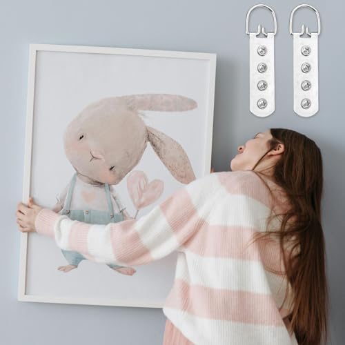Image of 10 Pcs Super Heavy Duty Picture Hangers Extra Large Strap Hanger 4 Hole D-Ring Hanger with Screws for Hanging Picture Photo Frame