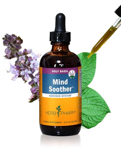 Herb Pharm Mind Soother: Holy Basil: Liquid Kava Supplement to Support Calm & Relaxation, Stabilizing Support for Nervous System, Made with Noble Kava & Lavender Flower, Vegan, Gluten-Free, 4 oz*