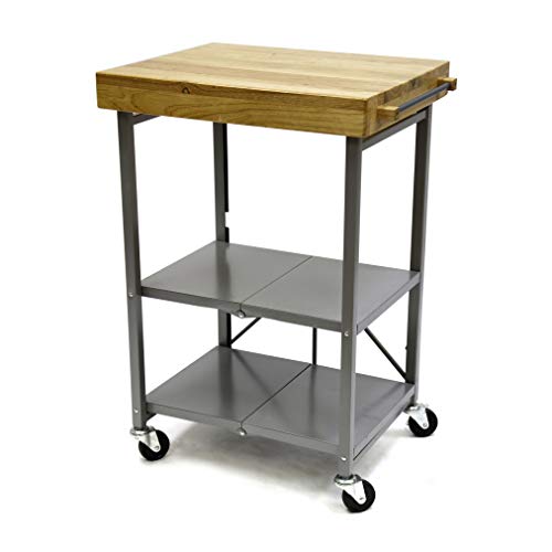 Origami Folding Kitchen Cart On Wheels | For Chefs Outdoor Coffee Wine And Food, Microwave Cart, Kitchen Island On Wheels, Rolling Cart, Kitchen Appliance & Utility Cart | Silver With Wood - Rbt-02 #TOP2