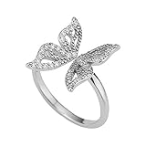 Luxury CZ Butterfly Open Ring for Women Teenage Girls Elegant 925 Sterling Silver Cubic Zirconia...