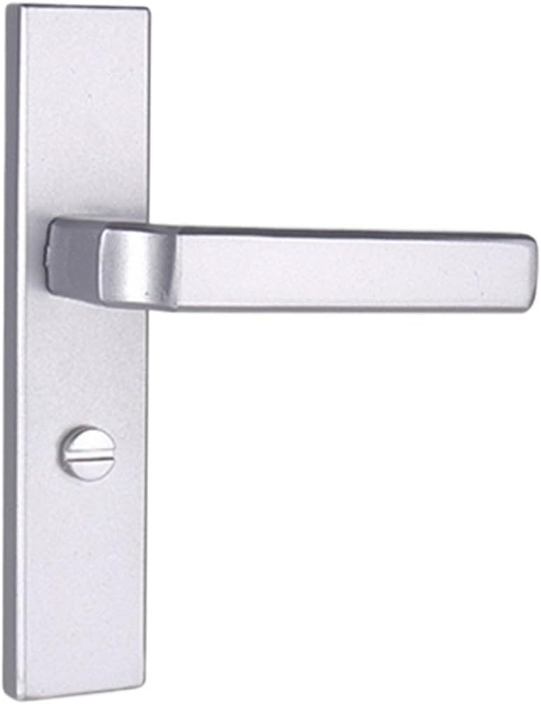 Bathroom Household Door Lock keyless Toilet Universal Toilet Bathroom Indoor Aluminum Alloy Door Handle Single Tongue(Silver)