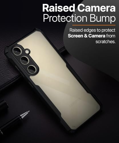 Image of WOW IMAGINE Shock Proof Clear Protective Back Case for Samsung Galaxy S24 5G - AirEDGE Technology | 360 Degree Camera Protection | Transparent Hybrid Back Case Mobile Cover - Black