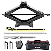 Scissor Jack for Car 3 Ton (6,600 lbs) - Portable Tire Jack Tool KitEquipped with Upgraded Cross Wrench kit, Portable tire Jack Replacement kit, and SUV MPV car Emergency Kit (3T Universal)