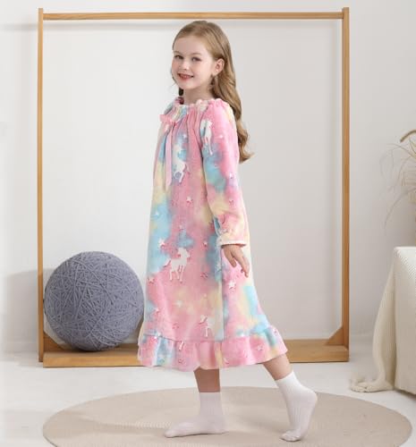 Girls Flannel Dress，Winter Princess Dresses Long Sleeve Gown 3-12Years2