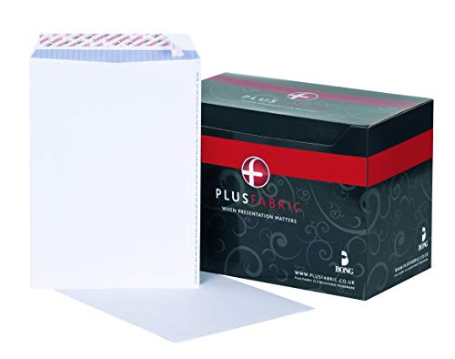 Plus Fabric C4 White Pocket Peel And Seal Envelope with Powertac And Easy Open, 120 gsm, Pack of 250