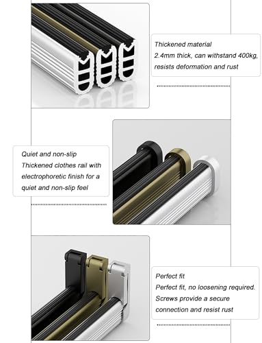 Barre de penderie en aluminium noir de qualité supérieure Heavy-Du - 4