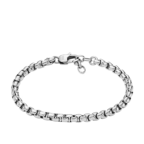 Fossil Men's Stainless Steel Silver-Tone Box Chain Bracelet, Color: Silver (Model: JF04562040)