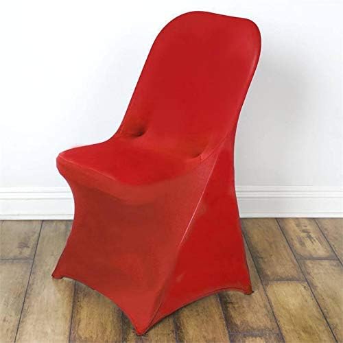BalsaCircle 10 pcs Red Spandex Stretchable Folding Chair Covers for Party Wedding Linens Decorations Dining Ceremony Reception Supplies