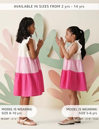 Image of Amazon Brand - Symbol Kids Knee Length Tiered A-Line Dress