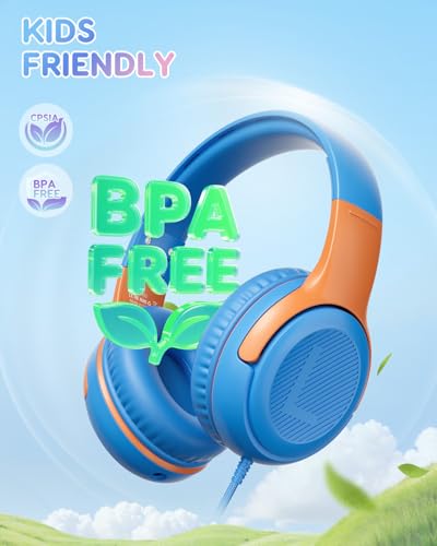 image for awatrue Kids Headphones Wired Toddler Headphones with Microphone, Over
