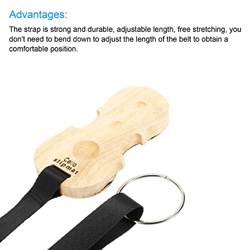 sourcing map Cello Endstift Stopfen Holz rutschfest Bodenschutz 4 Löcher mit verstellbarem 60cm Riemen für Cello Gleitschutz