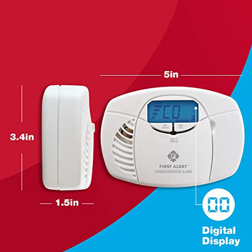 First Alert Carbon Monoxide Detector Alarm|No Outlet Required with Digital Display and Peak Memory, Battery Operated, CO410 , White by First Alert - Image 3