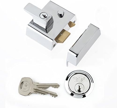 Yale P-1-BLX-PB-60 Double Locking Nightlatch, 60 mm Backset, Brass Finish, High Security, can be Locked from Inside with Key
