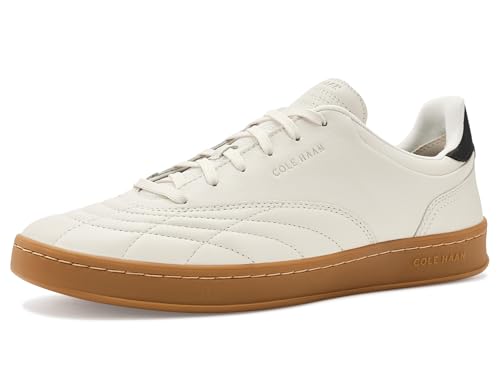 Cole Haan Men's Grand Crosscourt Turfline Sneakers, Ivory/Black/Natural Gum Outsole, 12-M US