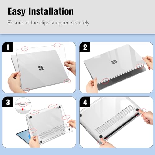 Fintie Case for 13.8 Inch Microsoft Surface Laptop 7 2024 (Model: 2036) - Protective Slim Snap On Hard Shell Cover (Crystal Clear)