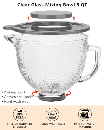 Tazón de mezcla de vidrio 5 QT para KitchenAid miniatura 2