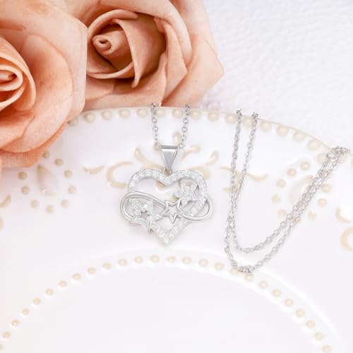 Image of Sterling Silver Pendant Necklace Charms Hypoallergenic Fashion Jewelry Dainty Valentines Day Birthday Gift for Women
