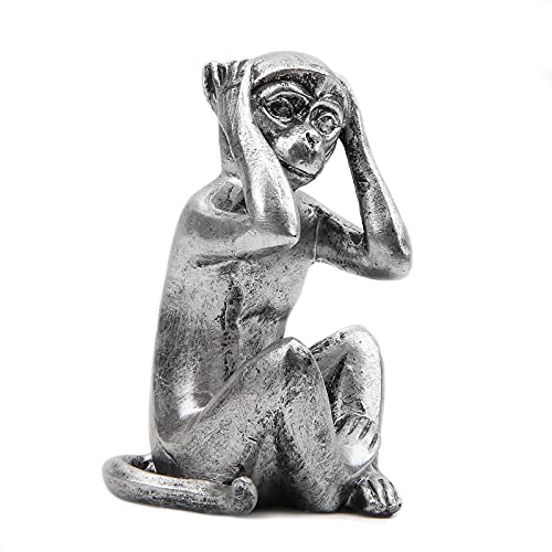 3 Wise Monkeys Statue - Hear No Evil See No Evil Speak No Evil Monkeys Statue For Home Decorations,Monkeys Figurines Home Decor Accents,See No Evil Figurines Monkey Statue Set Of 3 Silver Color #TOP5