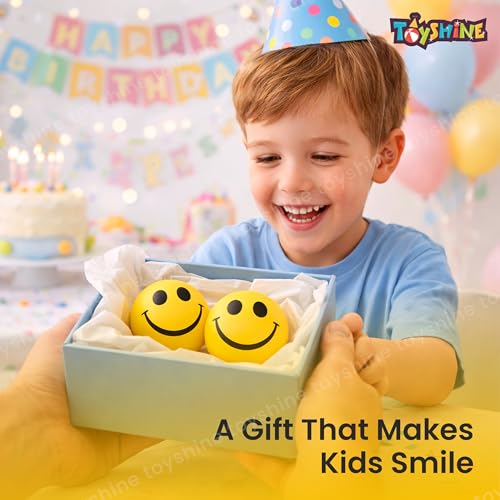 Image of Toyshine 12 Pcs Smiley Squeeze Balls for Kids and Adults, Fun Happy Face Stress Anxiety Relief Balls, Hand Therapy Sensory Fidget Toy, Classrooms, Game Prize, Party Favor Gift