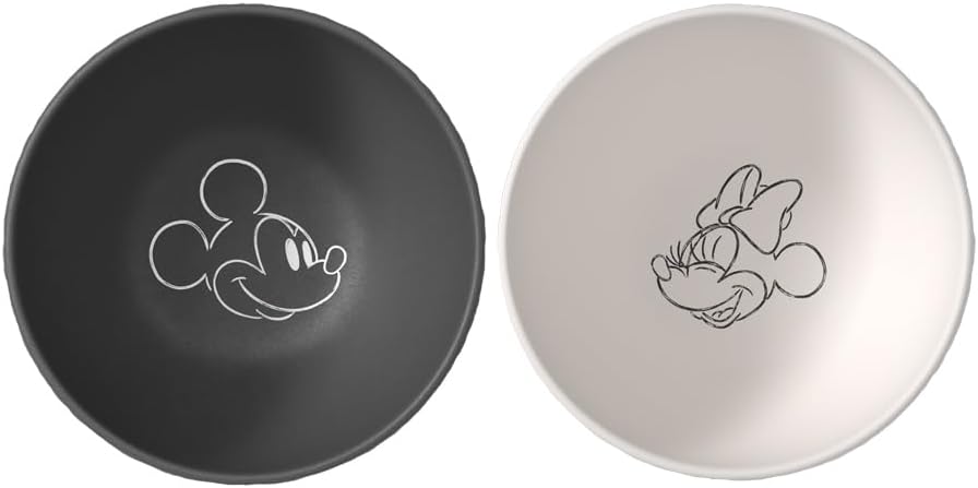 Villeroy & Boch Manufacture Rock – Mickey Mouse – Cereal Bowl, 2 Pieces, Black/White, Dishwasher-Safe & Microwave-Safe, Slate Look with Disney Mickey Mouse Chalk Decoration, Premium Porcelain