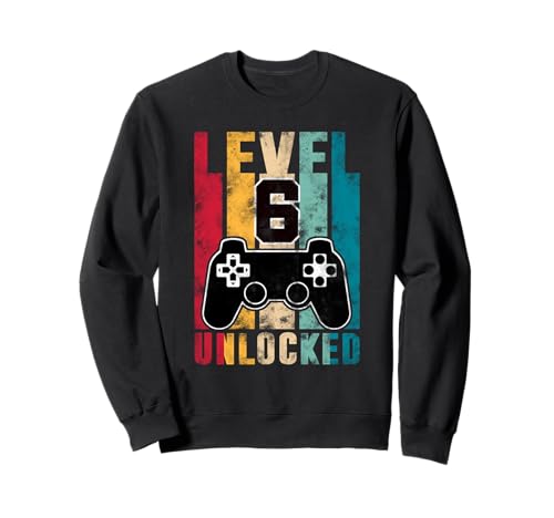 Nivel 6 desbloqueado 6 años Gamers Bday Gifts 6th Birthday Sudadera