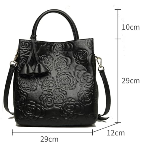 Womens Genuine Leather Handbags large Trendy Shoulder Tote Three-layer Crossbody Purses Flower Print Satchel4