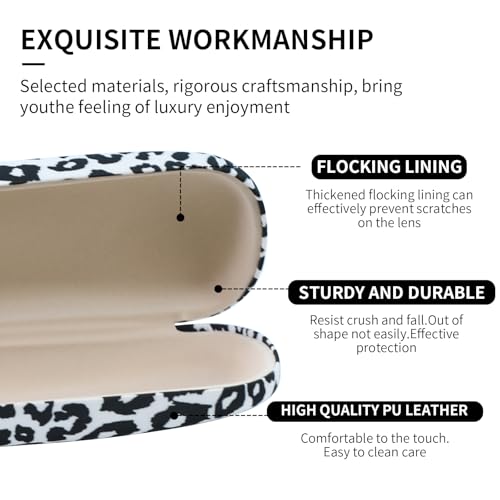 Image of PERFECTSIGHT Hard Shell Eyeglasses Case, PU Leather Protective Glasses Case, Cute Eyeglass Case for Women Men Girls
