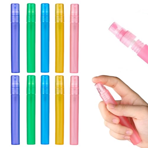 XUZOPIM 10 Piezas Atomizador Perfume Recargable 10Ml, Recargables Mate Botellas De Spray Plástico Para Viajes Niebla Fina Botellas De Pulverizador Vacías Para Cabello Rostro Plantas