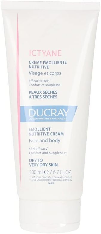 Ducray Ictyane Emollient Nutritive Cream - Intense Hydration of Dry to Very Dry Skin - 200ml Bottle