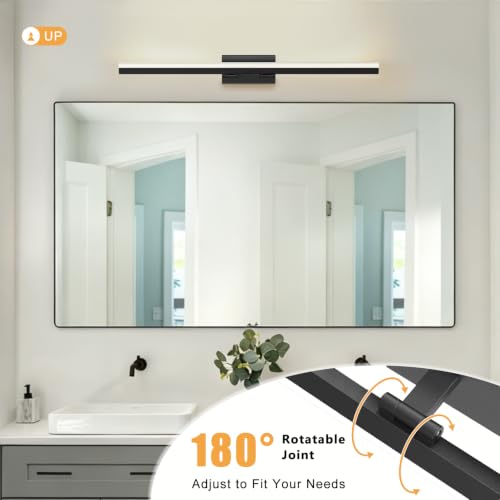 IZORRO Modern Bathroom Vanity Light 48 inch, Rotatable, 36W Dimmable Led Bathroom Light Fixture Over Mirror, Black Vanity Light Bar (5 Color Temperature) by IZORRO - Used condition - Image 4