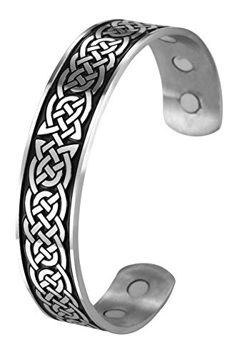 TEAMER Pulsera de terapia magnética para el cuidado de la salud con nudo celta irlandés nórdico vikingo brazalete de acero inoxidable plateado antiguo negro alivio del dolor, mejor regalo para hombres TEAMER Pulsera de terapia magnética para el cuidado de la salud con nudo celta irlandés nórdico vikingo brazalete de acero inoxidable plateado antiguo negro alivio del dolor, mejor regalo para hombres