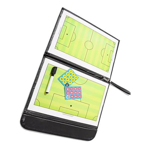 Soccer Coaching Board Foldable Double Sides Magnetic Footb Soccer Strategy Clipboard with Pen Number Card Soccer Clipboard Designed with Double Sided Side a Soccer Coaching