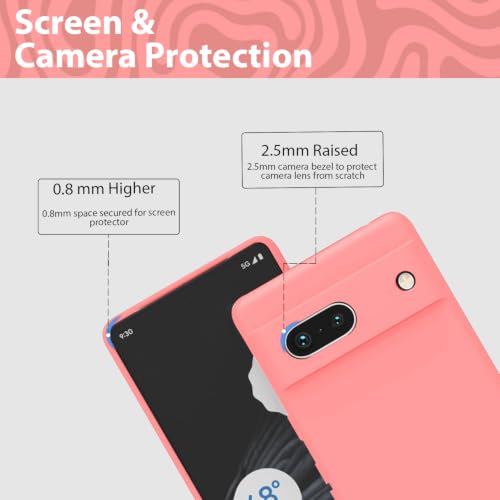 Image of KACA Silicone Back Case for Google Pixel 7a, Soft-Touch, Shockproof Phone Back Cover for Google Pixel 7a (Pink)