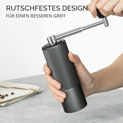 Foto von TIMEMORE Chestnut C2 FOLD Kaffeemühle Manuelle, Edelstahl Kaffeemühle mit kegelförmigem Mahlwerk, Handkaffeemühle mit klappbarem Griff, für Espresso bis French Press - Dunkelgrau